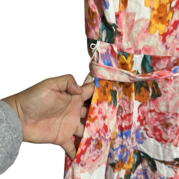 London Times NWT Floral Sleeveless Dress Square Neck A-line Linen Blend Size 12 - Picture 6 of 13